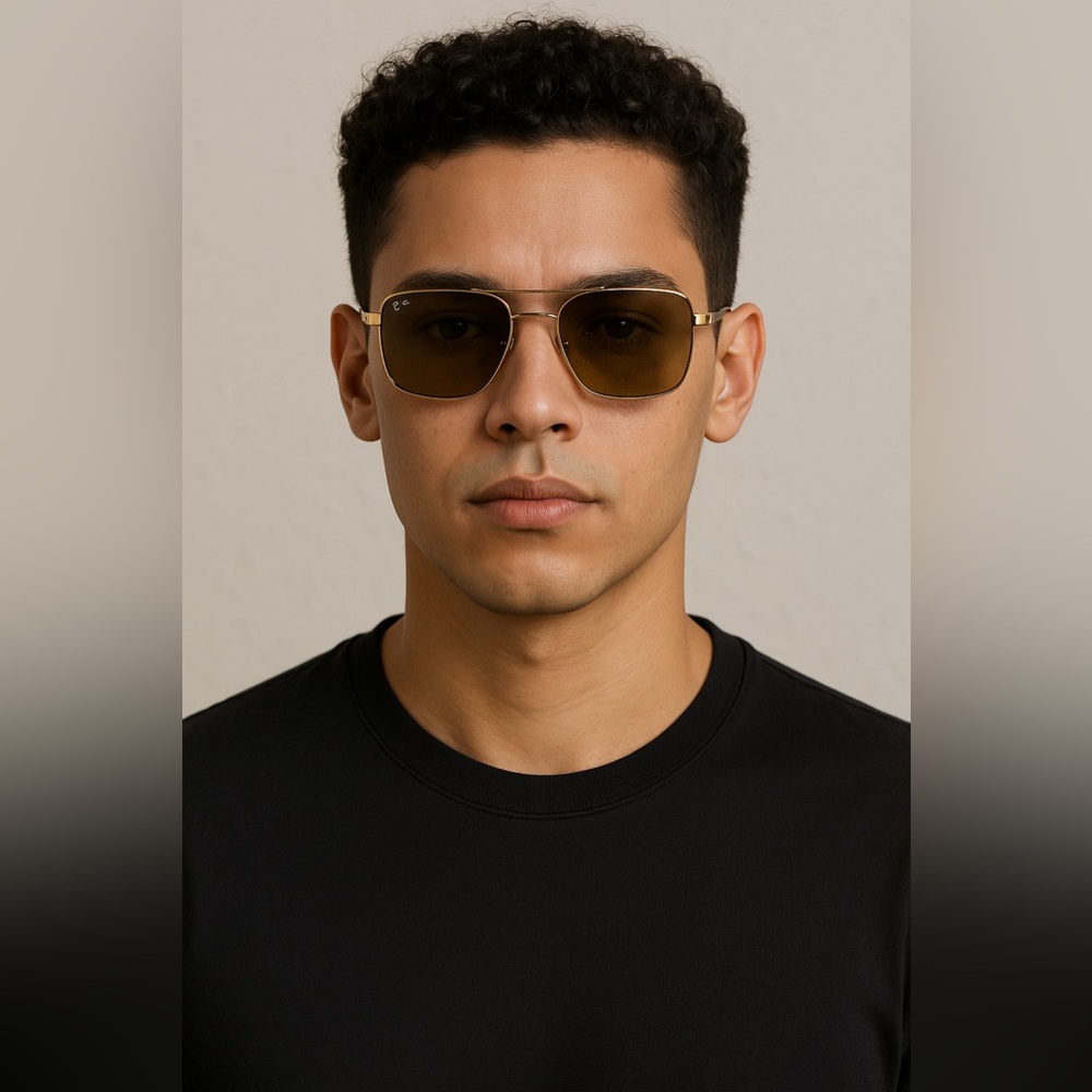 Ray‑Ban RB3593 001/83 Polarized Brown Sunglasses Gold Frame 58 mm Made in Italy